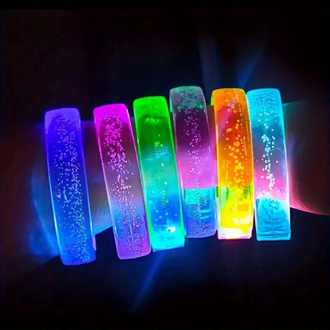 Beyaz-gümüş Led Işıklı Baskı Yapılabilen Pilli Bileklik Bilezik 1,5 Cm Genişlik - Lisinya
