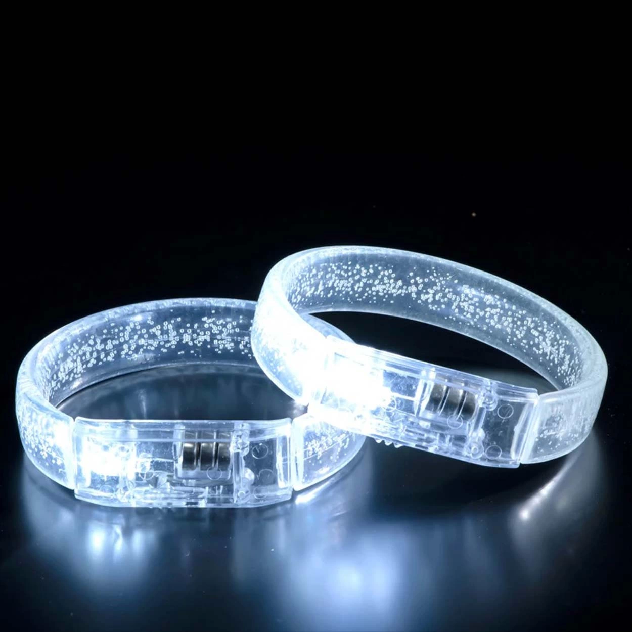 Beyaz-gümüş Led Işıklı Baskı Yapılabilen Pilli Bileklik Bilezik 1,5 Cm Genişlik - Lisinya