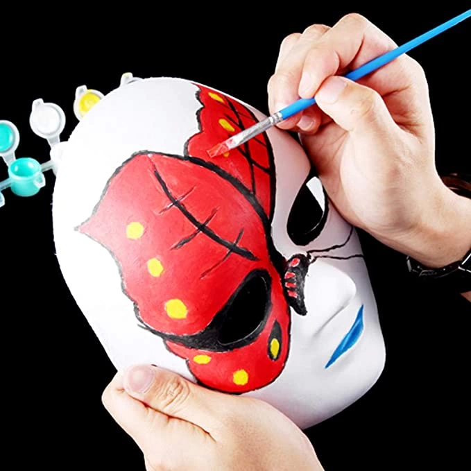 Beyaz Renk Boyanabilir Anonim Tam Yüz Cosplay Maske 24x18 Cm - Lisinya