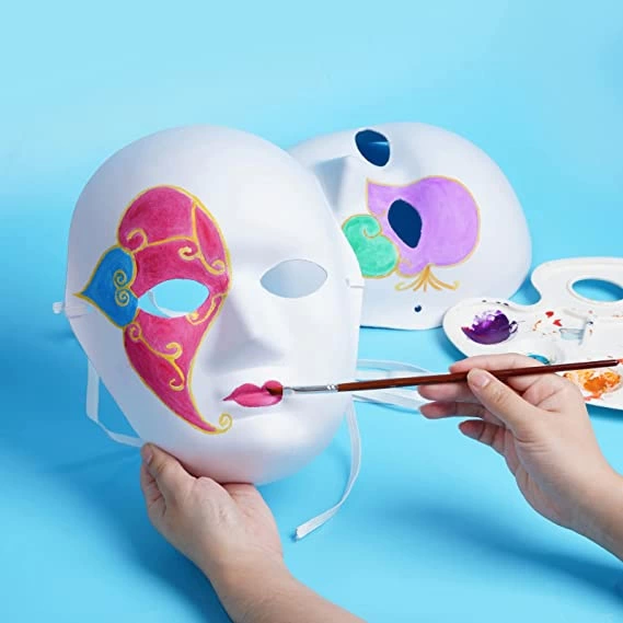 Beyaz Renk Boyanabilir Anonim Tam Yüz Cosplay Maske 24x18 Cm - Lisinya