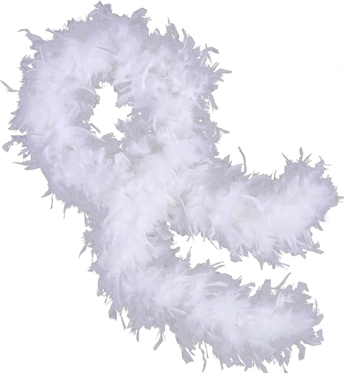 Beyaz Renk Kabarık Kalın Otriş Boa Tüy 6 Cm Genişlik 180-200 Cm Uzunluk - Lisinya