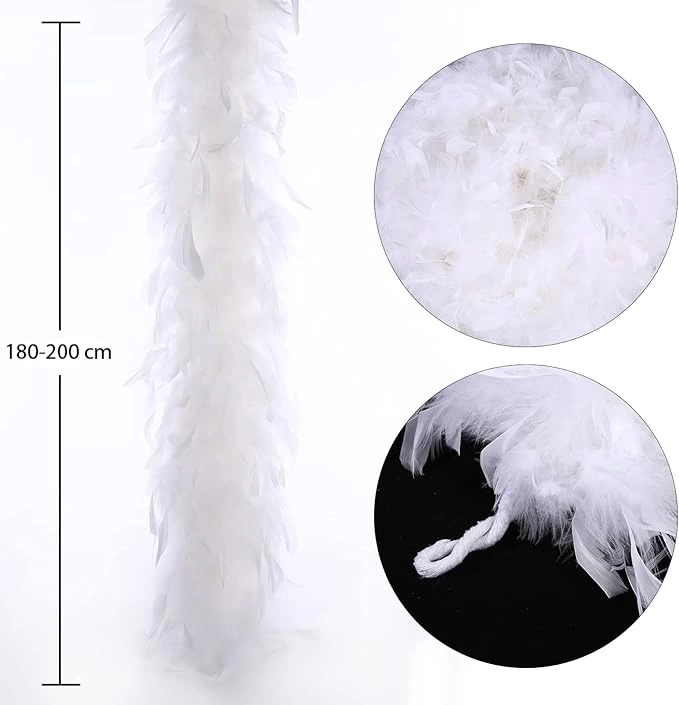 Beyaz Renk Kabarık Kalın Otriş Boa Tüy 6 Cm Genişlik 180-200 Cm Uzunluk - Lisinya