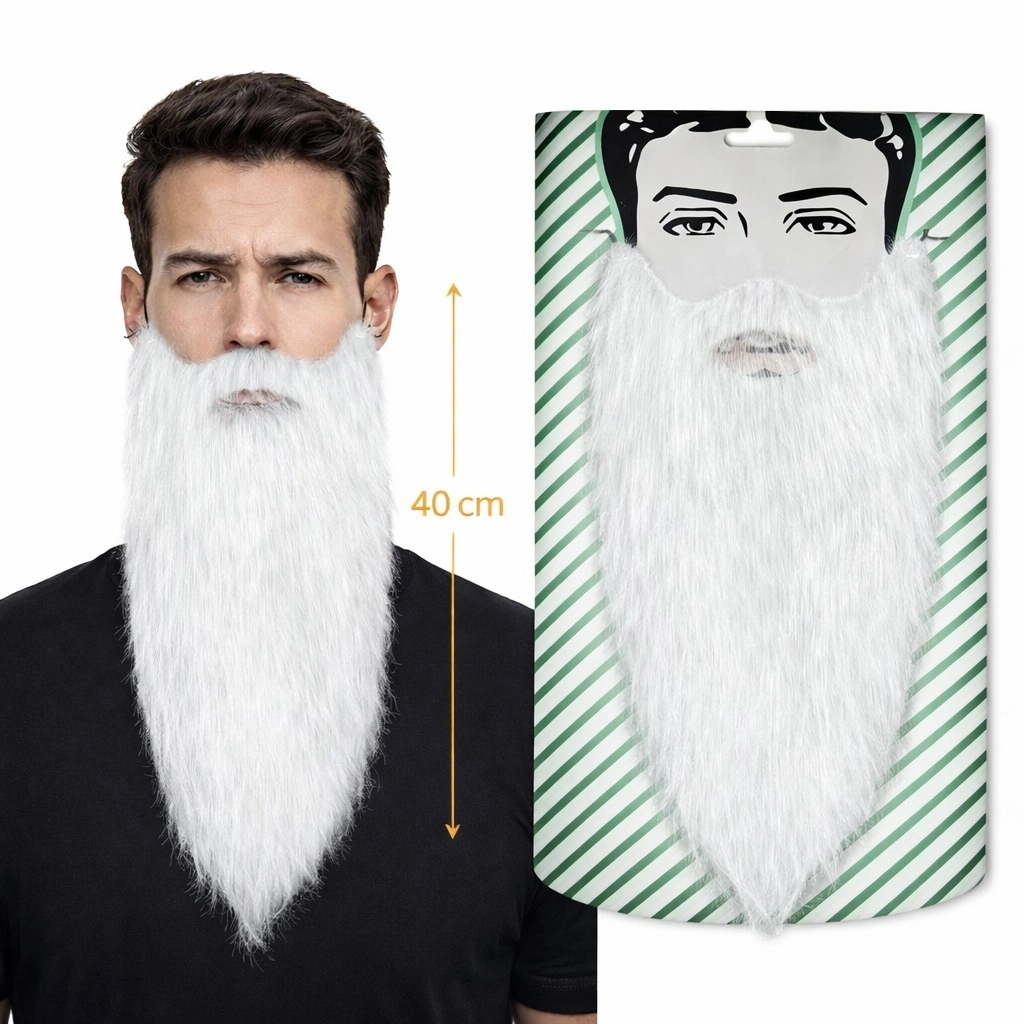 Beyaz Renk Lastikli Uzun Takma Sakal 40 Cm - Lisinya