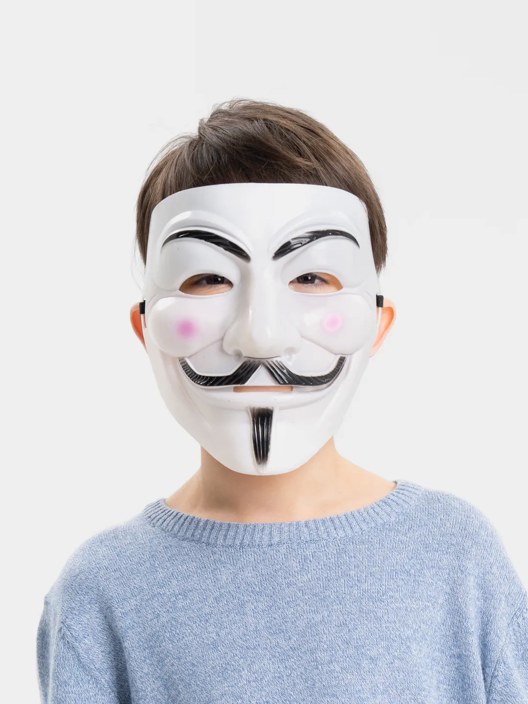 Beyaz Renk Pembe Yanaklı İthal V For Vendetta Maskesi - Lisinya