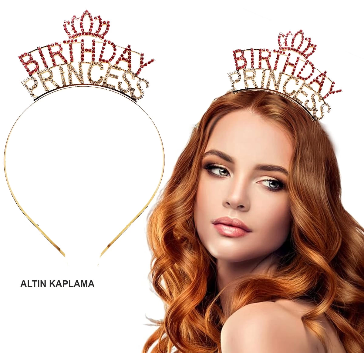 Birthday Princess Kristal Taç – Altın Kaplama - Lisinya