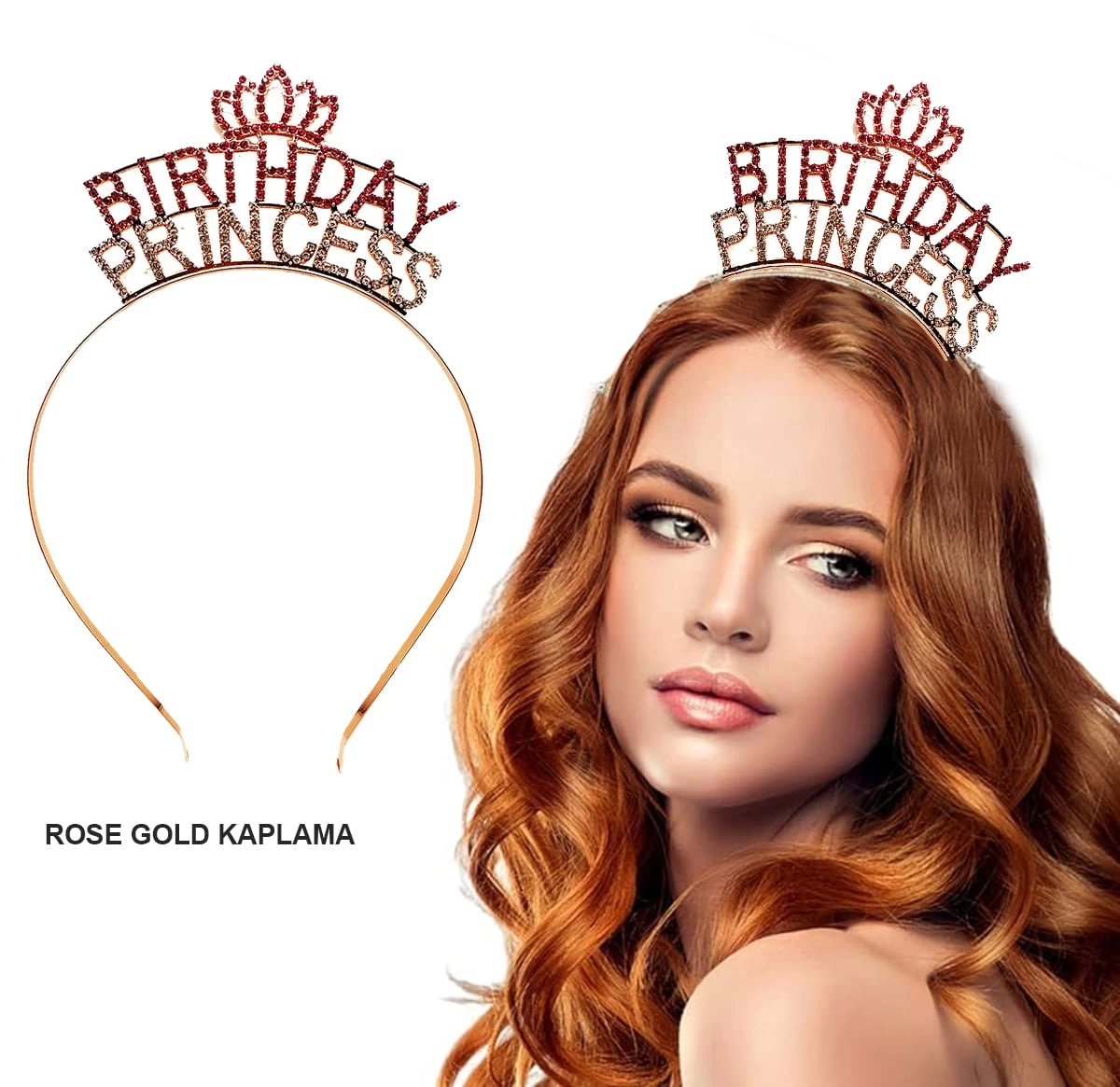 Birthday Princess Kristal Taç – Rose Gold Kaplama - Lisinya