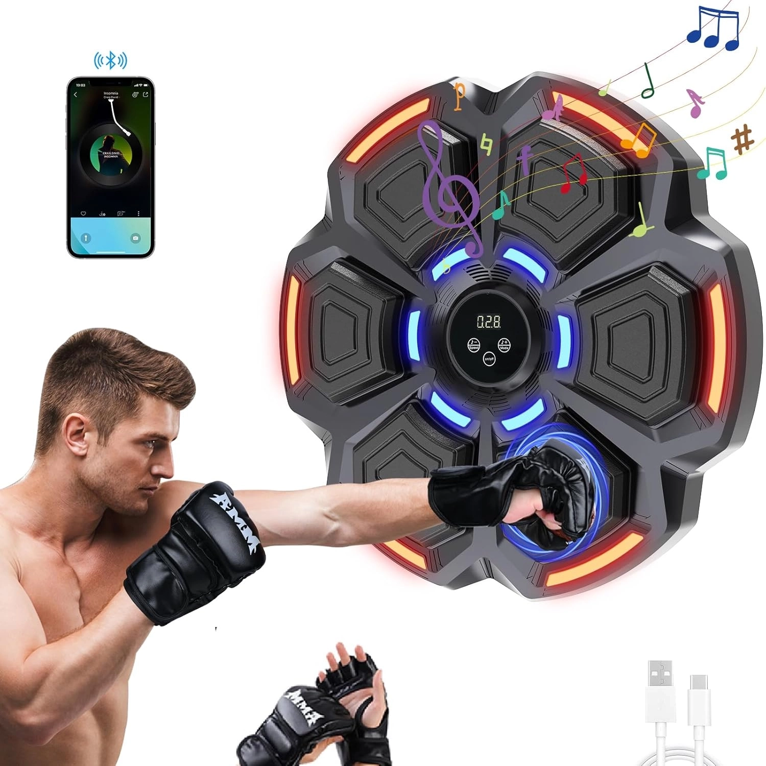 Bluetooth Hoparlör Özellikli Duvar Boks Makinesı  9 Mod Seviye Ayarlı  Müzikli Boks Makinesı - Lisinya