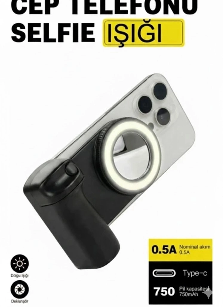 Bluetooth Manyetik Telefon Yapıştırma Kavrama Halka Dolgu Işığı İle Magsafe Selfie Klips - Lisinya