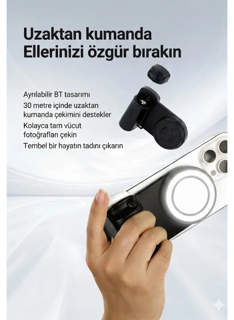Bluetooth Manyetik Telefon Yapıştırma Kavrama Halka Dolgu Işığı İle Magsafe Selfie Klips - Lisinya