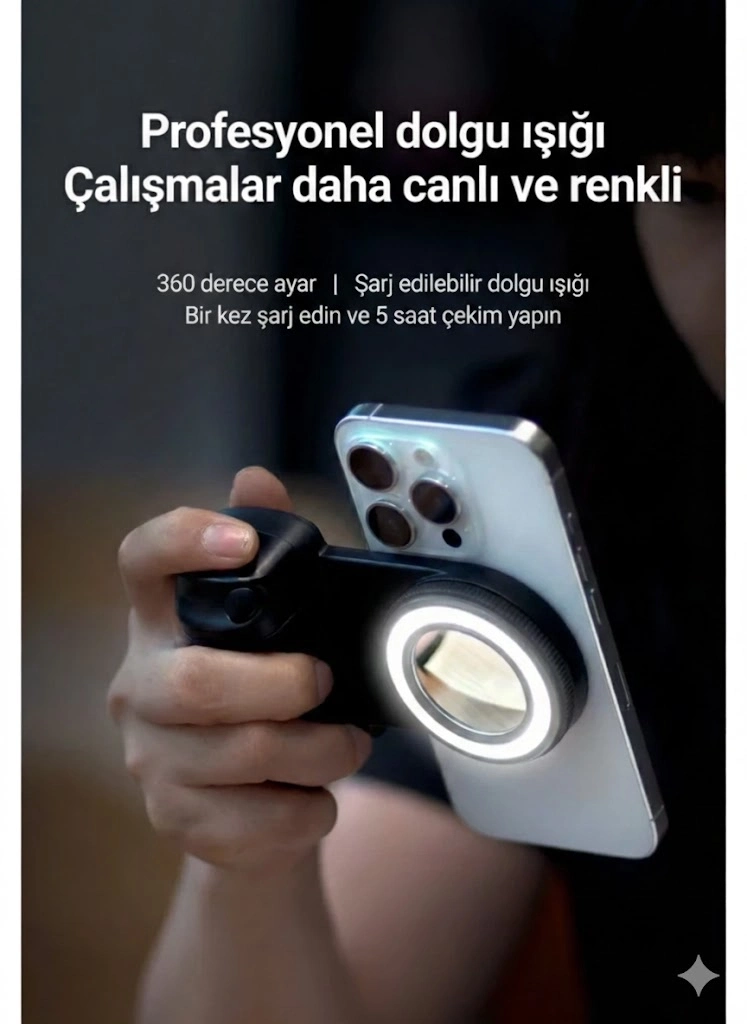 Bluetooth Manyetik Telefon Yapıştırma Kavrama Halka Dolgu Işığı İle Magsafe Selfie Klips - Lisinya