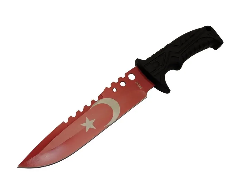 Bora Ayyıldız Mf011 Rd Kırmızı Av Bıçağı 31cm - Testere Detaylı Bıçak, Kılıflı, Plastik Sap - Lisinya
