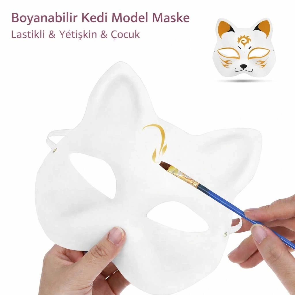 Boyanabilir Kedi Model Maske – Kendi Tasarımını Oluştur - Lisinya Boyanabilir Kedi Model Maske – Kendi Tasarımını Oluştur - Lisinya