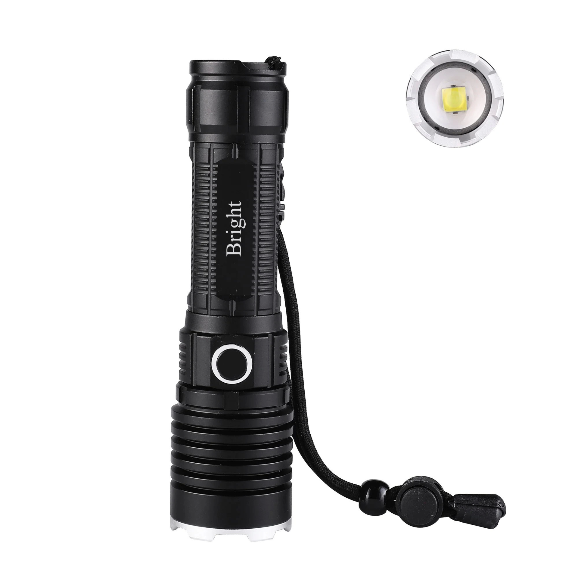 Bright Ght-5761 Xp90 Led 3 Mod Zoomlu Yağmur Suyu Geçirmez Şarjlı El Feneri 26650 Pilli - Lisinya