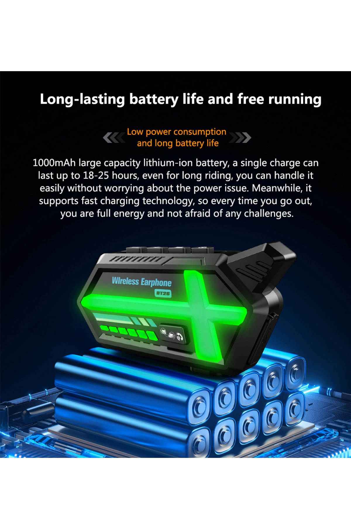 Bt26 Motosiklet Kask Kulaklık Bluetooth Rgb Işıklı 2 Eşleşme Özellikli 1000 Mah Intercom - Lisinya