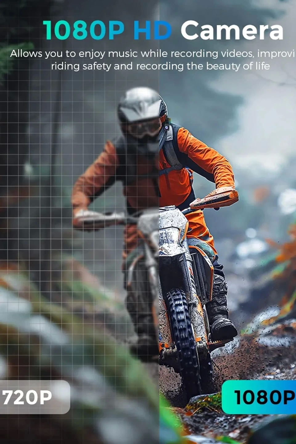 Bt68 Motosiklet Kask Bluetooth Kulaklık 1080p Kamera Ses Kontrolü Video Kayıt Özellikli İntercom - Lisinya