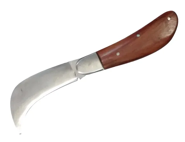 Bursa Çelik Eğri Bağ / Kablo / Aşı Çakısı, Ahşap Saplı - 22 Cm - Lisinya