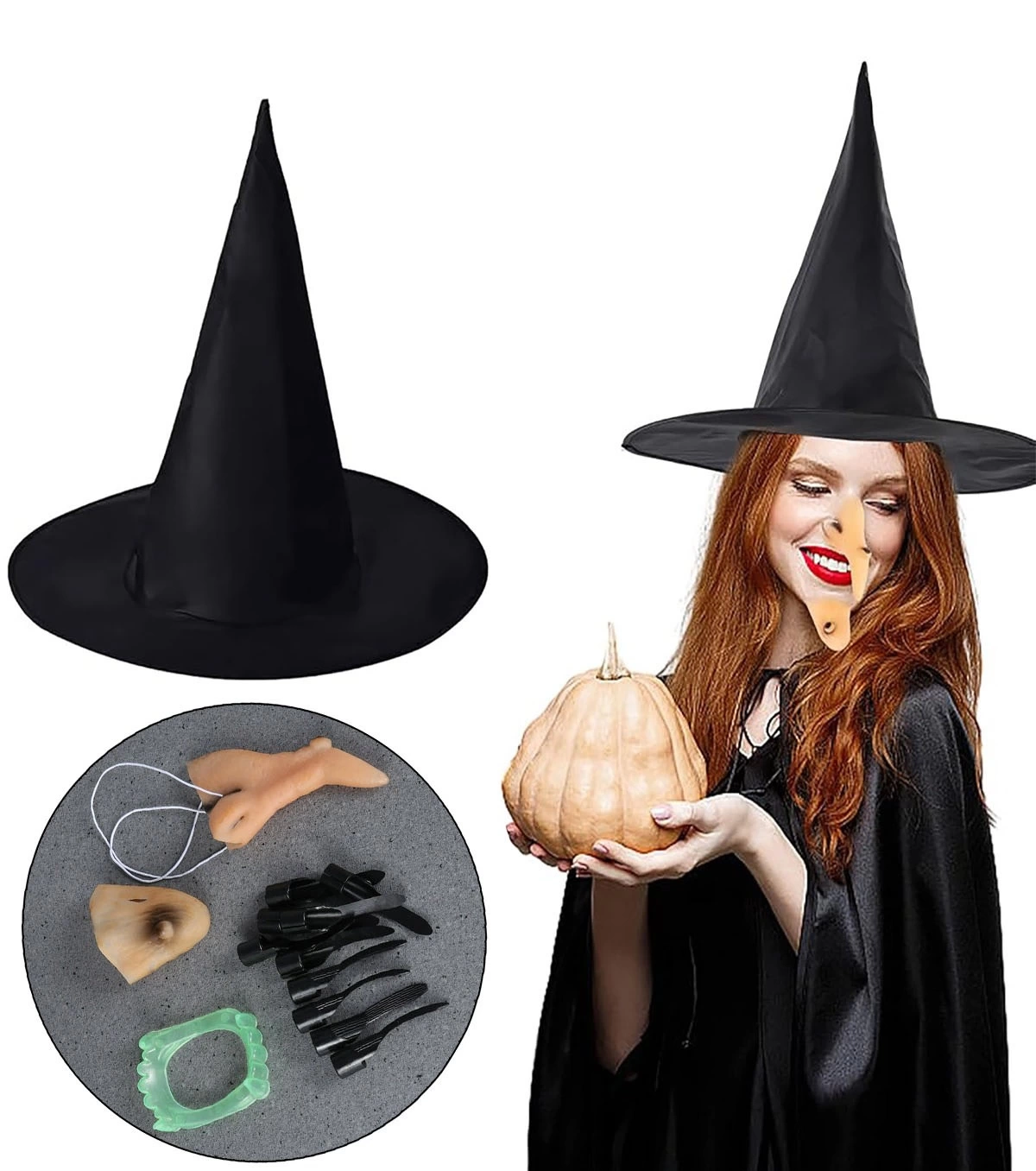 Cadı Şapkası Cadı Tırnakları Cadı Burnu Cadı Çenesi Cadı Diş Seti - Lisinya Cadı Şapkası Cadı Tırnakları Cadı Burnu Cadı Çenesi Cadı Diş Seti - Lisinya