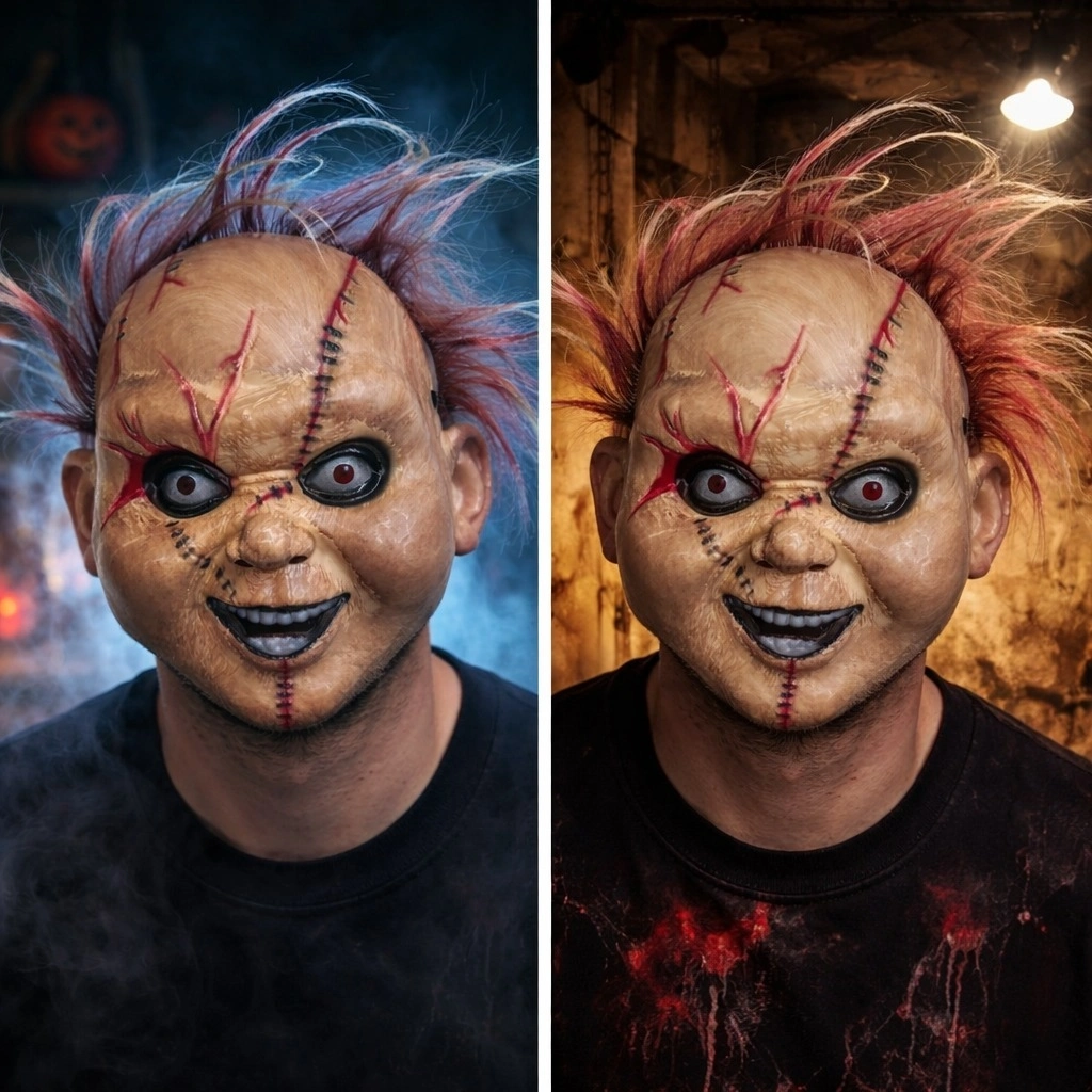 Çaki Korku Bebek Maskesi – Saçlı Plastik Yüz Maskesi - Lisinya Çaki Korku Bebek Maskesi – Saçlı Plastik Yüz Maskesi - Lisinya