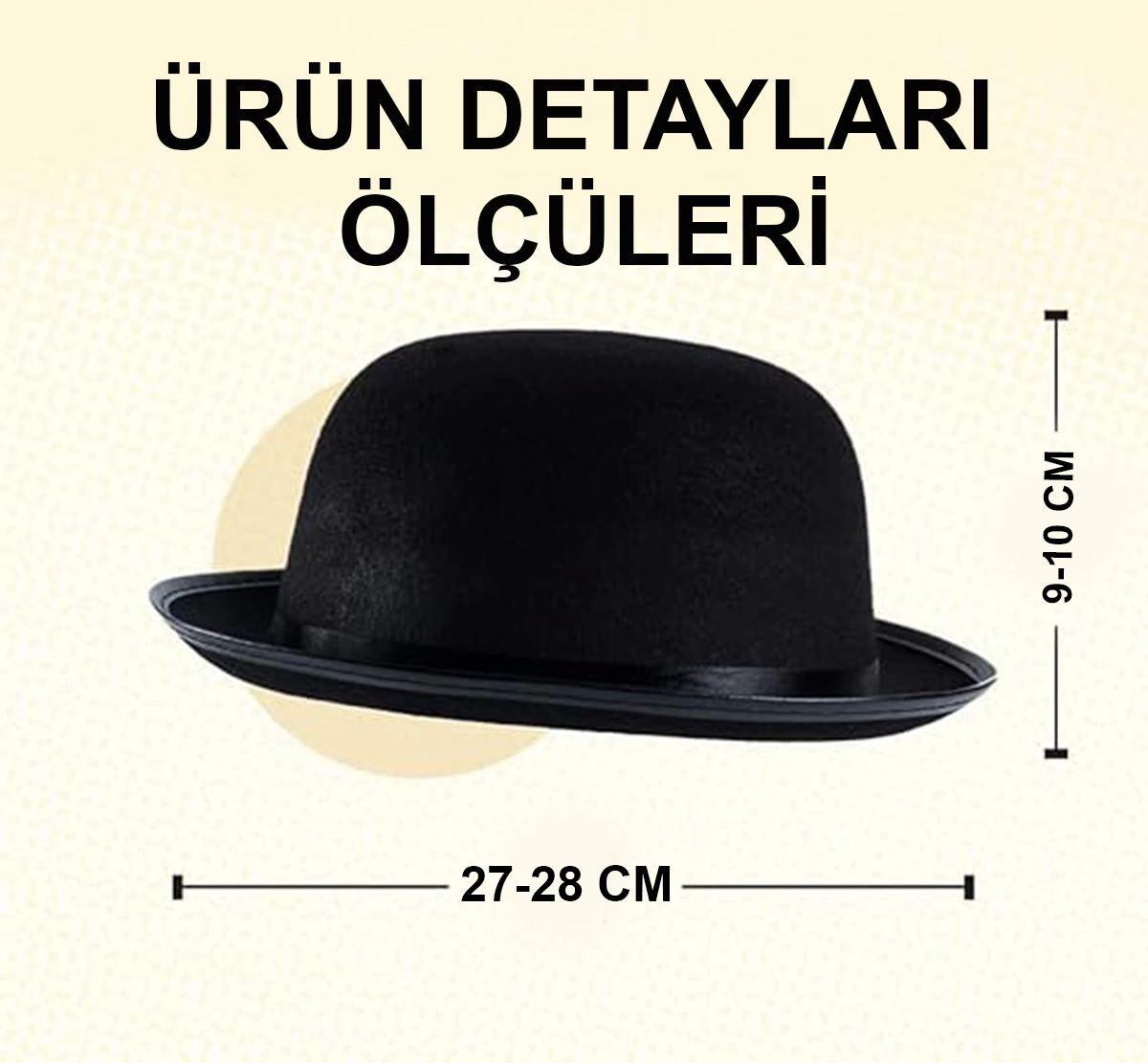 Charlie Chaplin Stil Çocuk Şapkası – Siyah Melon Parti Şapkası - Lisinya Charlie Chaplin Stil Çocuk Şapkası – Siyah Melon Parti Şapkası - Lisinya