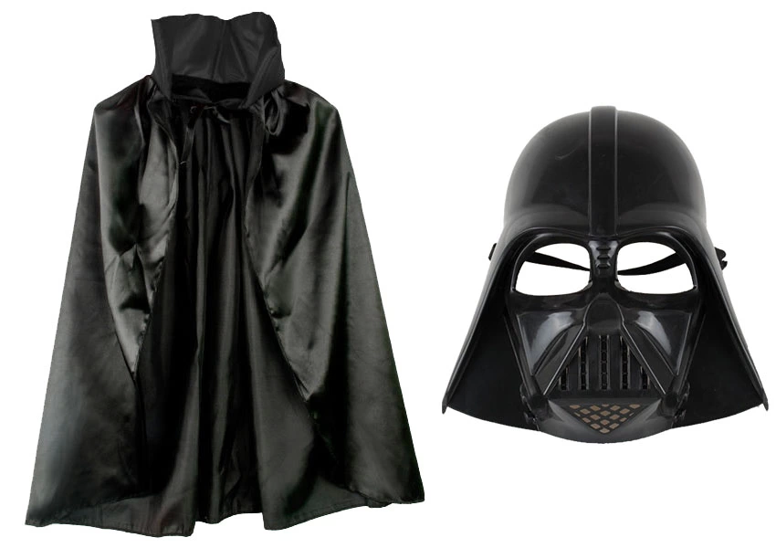 Çocuk Boy Yıldız Savaşları  Wars Darth V Maskesi Ve 90 Cm Pelerin Seti Siyah - Lisinya