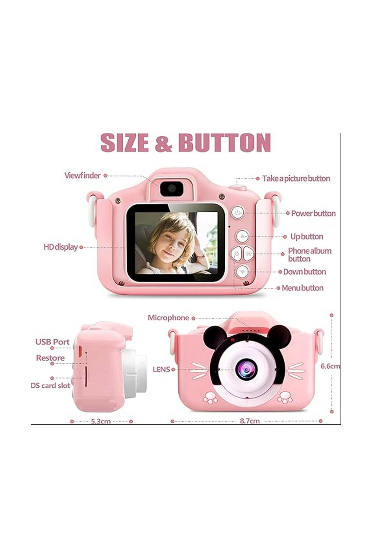 Çocuk Dijital Fotoğraf Makinası 20 Mp Video Kaydedici 2.0 İnç Çift Kameralı - Lisinya Çocuk Dijital Fotoğraf Makinası 20 Mp Video Kaydedici 2.0 İnç Çift Kameralı - Lisinya