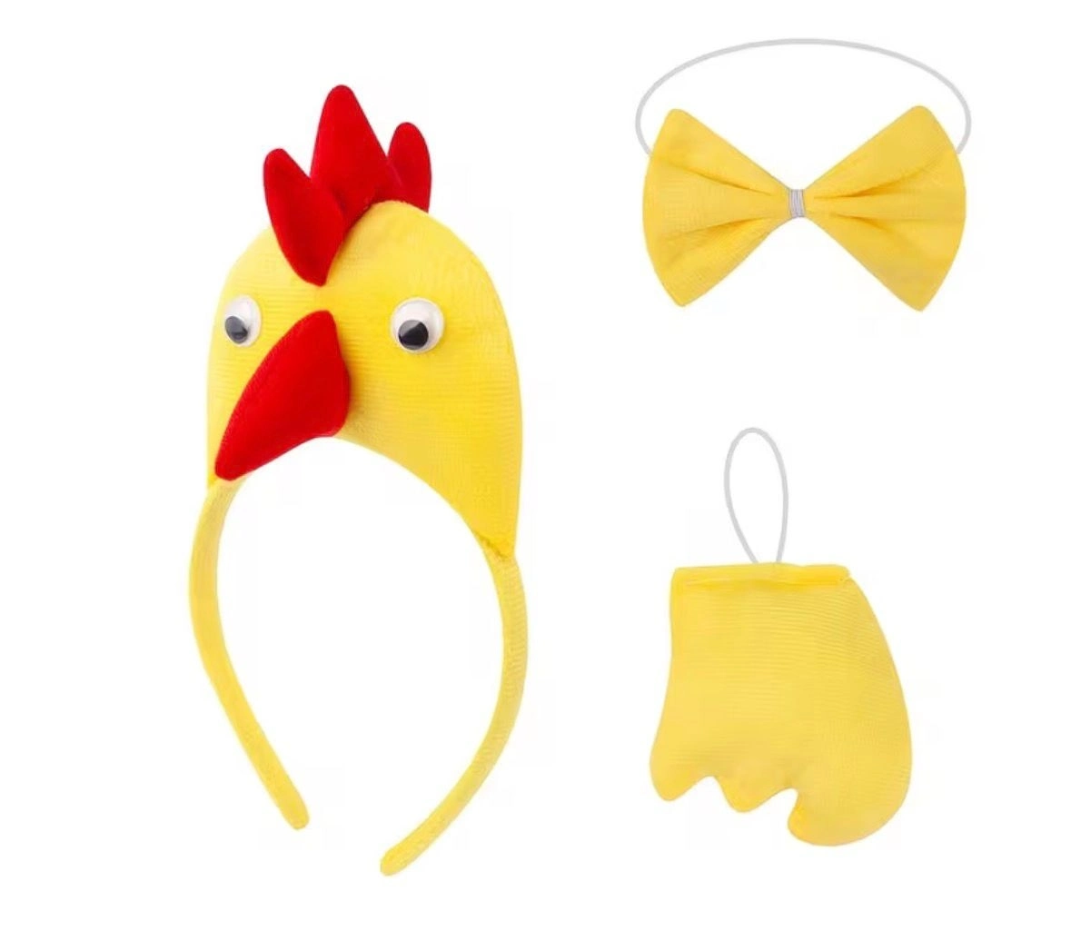 Çocuk Horoz Tavuk Kostüm Seti 3 Parça (taç + Papyon + Kuyruk) - Lisinya