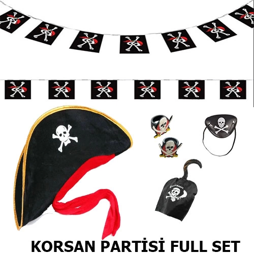 Çocuk Korsan Şapkası + Kancası + Göz Bandı + 2 Adet Yüzük + Afiş Seti - Lisinya Çocuk Korsan Şapkası + Kancası + Göz Bandı + 2 Adet Yüzük + Afiş Seti - Lisinya