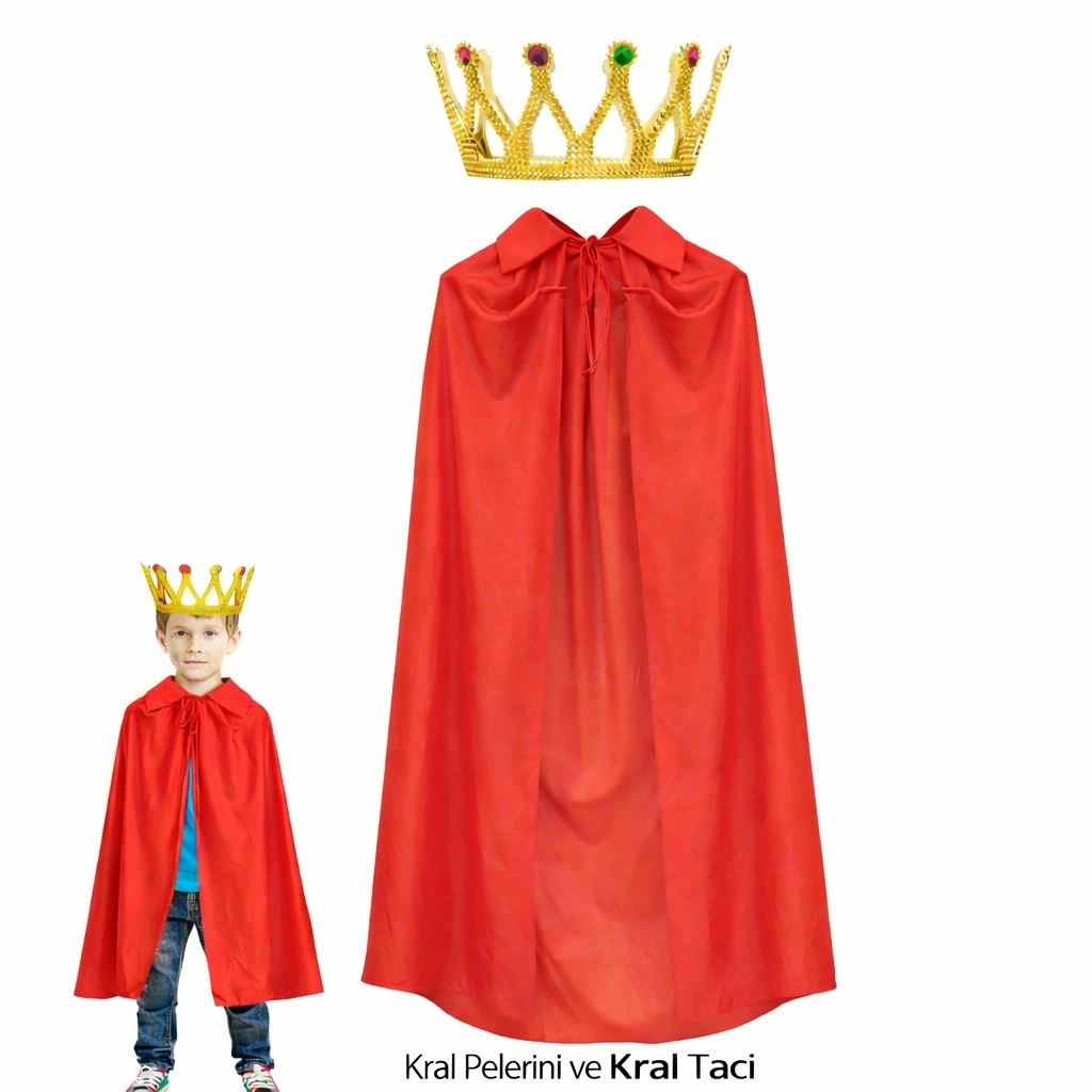 Çocuk Kral Pelerini Ve Kral Tacı Kostüm Seti - Lisinya