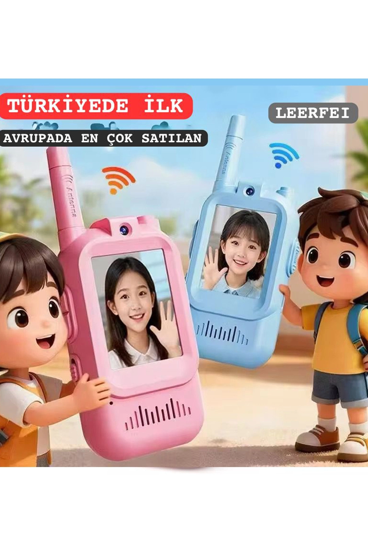 Çocuklar Için Görüntülü Telsiz Konuşma Özellıklı El Telsizi Şarj Edılebılır 50 Mt Menzil Kablosuz Gerektirmez - Lisinya