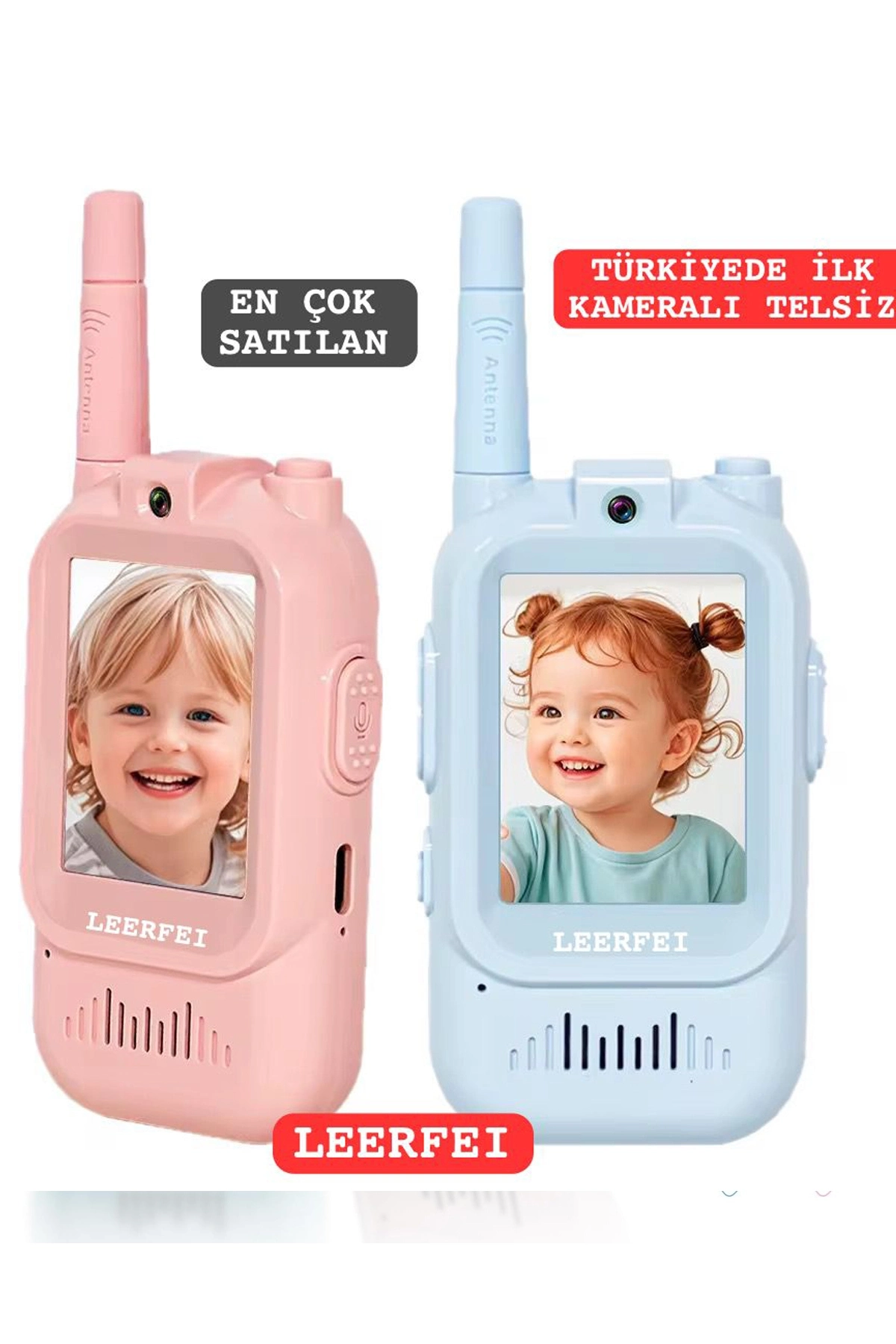 Çocuklar Için Görüntülü Telsiz Konuşma Özellıklı El Telsizi Şarj Edılebılır 50 Mt Menzil Kablosuz Gerektirmez - Lisinya