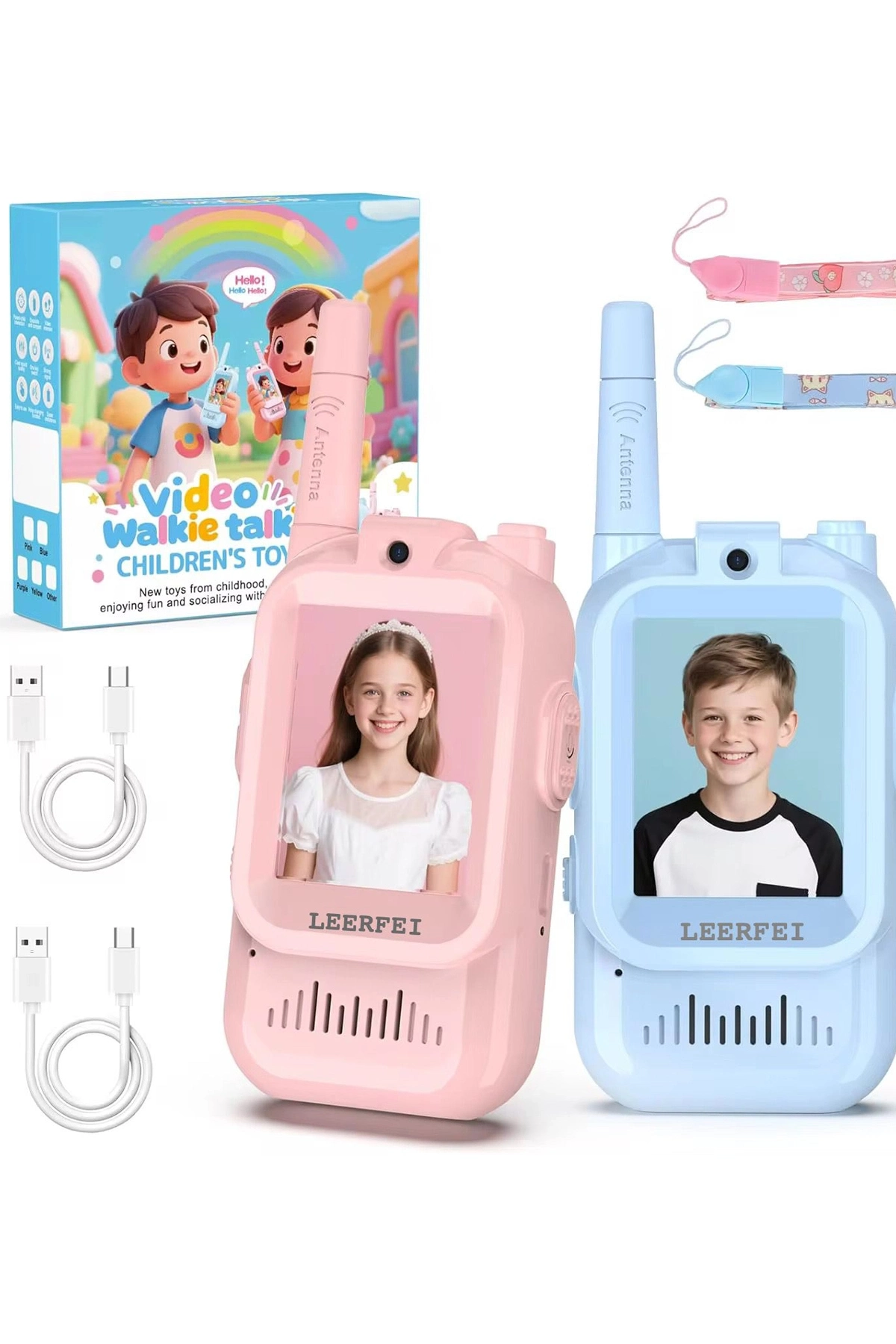 Çocuklar Için Görüntülü Telsiz Konuşma Özellıklı El Telsizi Şarj Edılebılır 50 Mt Menzil Kablosuz Gerektirmez - Lisinya