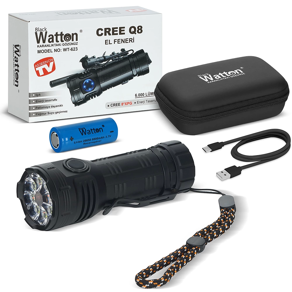 Cree Q8- Xpg 8+1 Led  Şarjlı El Feneri  Wt-623 - Lisinya
