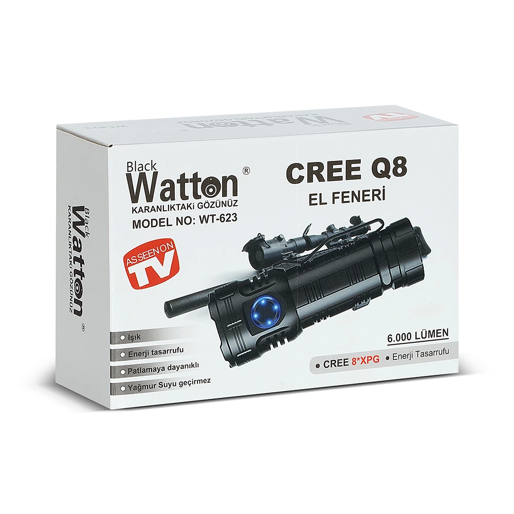 Cree Q8- Xpg 8+1 Led  Şarjlı El Feneri  Wt-623 - Lisinya