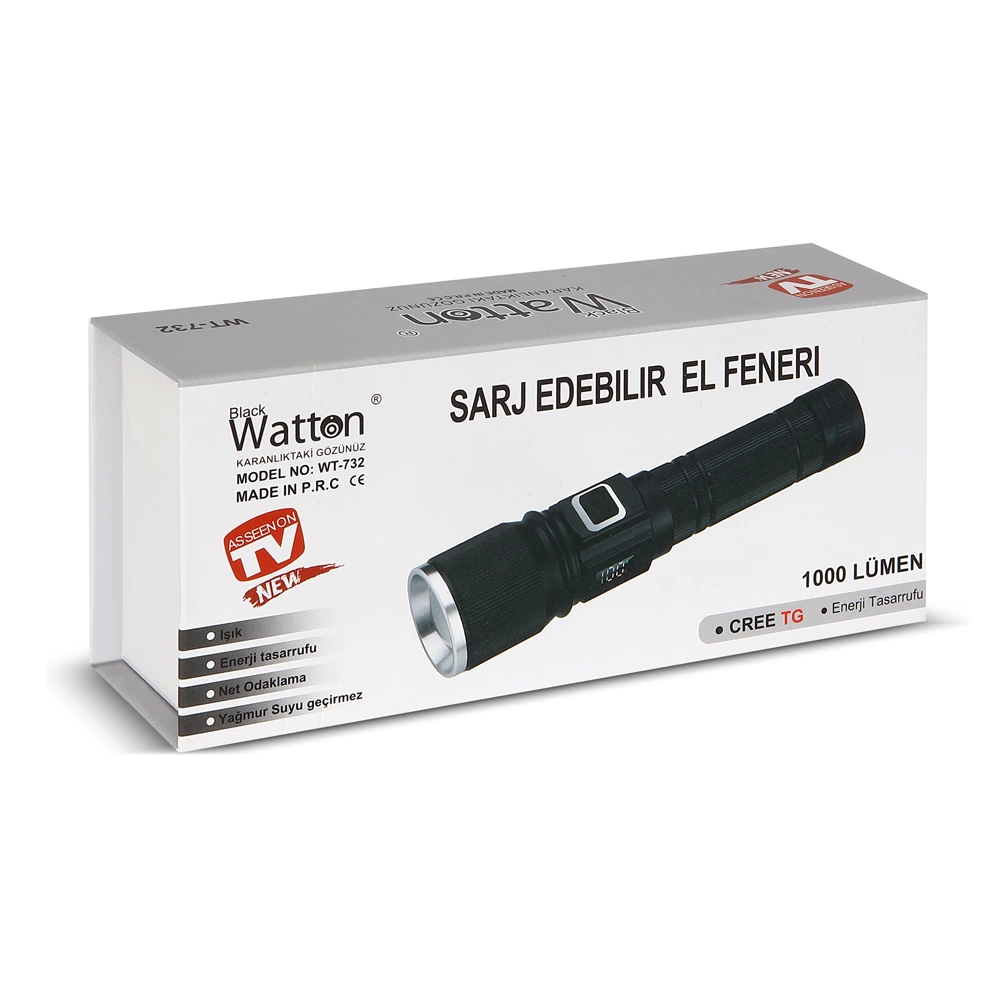 Cree Tg Led 1000 Lümen Göstergeli Fonksiyonel El Feneri Wt-732 - Lisinya Cree Tg Led 1000 Lümen Göstergeli Fonksiyonel El Feneri Wt-732 - Lisinya