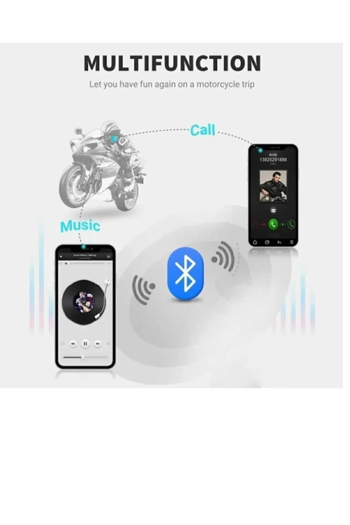D60 2x Motosiklet Kask Kulaklığı Bluetooth Intercom Rgb Işıklı 2 Intercom Bağlantılı - Lisinya