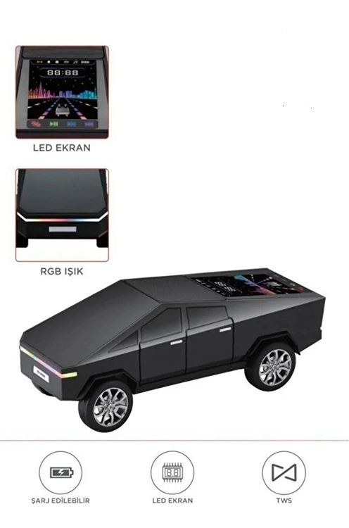 D68 Cyber Model Araba Tasarımlı Bluetooth Hoparlör 15w Güçlü Ses Rgb Led /tws/usb Siyah - Lisinya