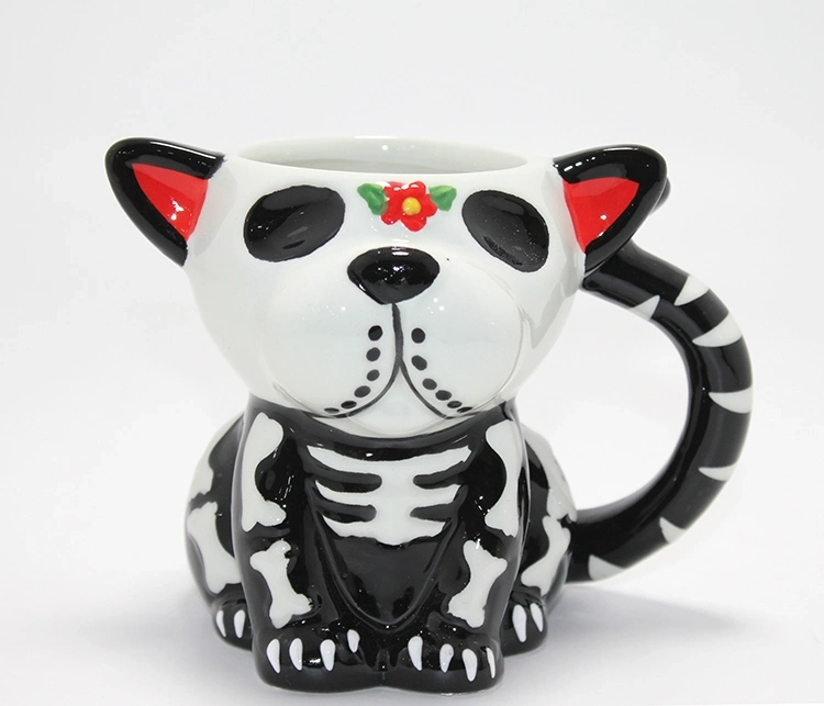 Day Of The Dead Köpek Figürlü 3d Kabartmalı Porselen Kupa Alk4896 - Lisinya