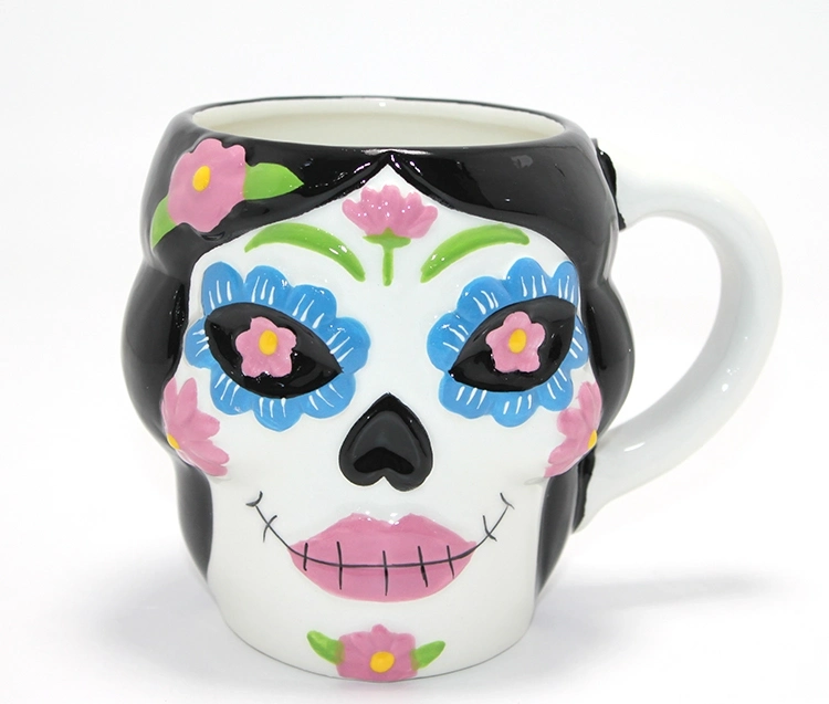 Day Of The Dead Şeker Kurukafa Tasarımlı 3d Seramik Kupa Bardak Alk4893 - Lisinya