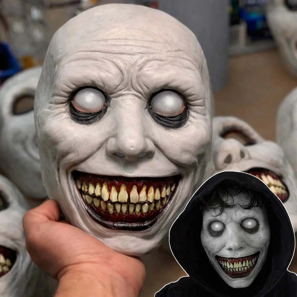 Dehşet Gülüşlü Donuk Göz Efektli Korku Maskesi 22x18 Cm - Lisinya