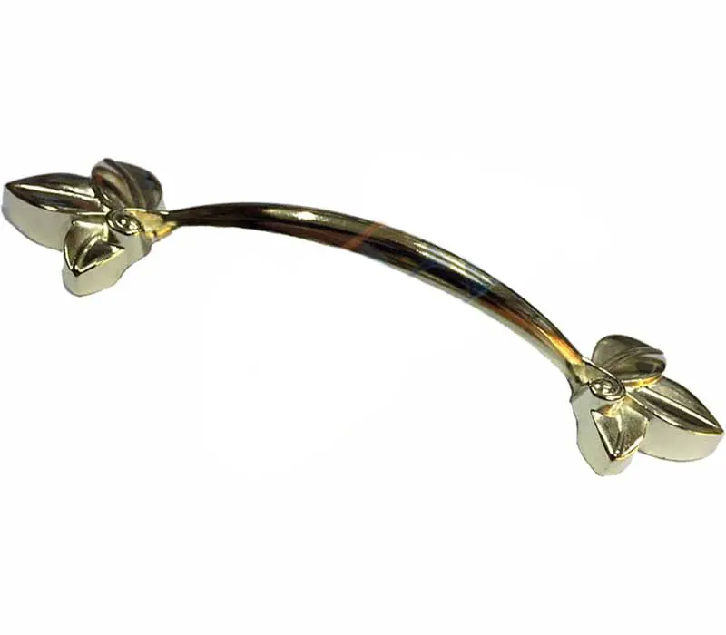 Dekoratif Zamak Yaprak Kulp - 96mm, Sarı, 100 Adet - Lisinya
