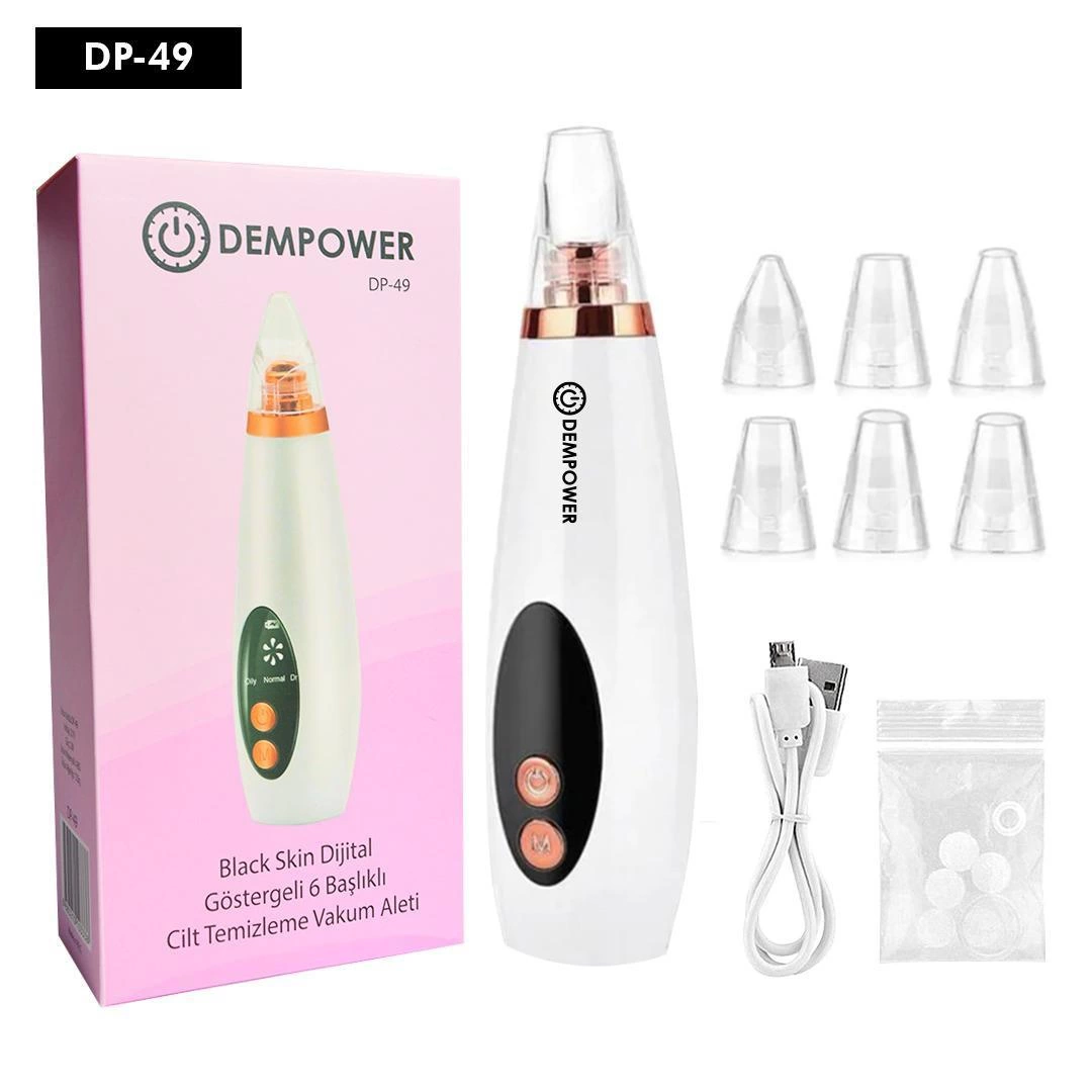 Dempower Black Skin Dijital Göstergeli 6 Başlıklı Cilt Temizleme Vakum Aleti - Lisinya