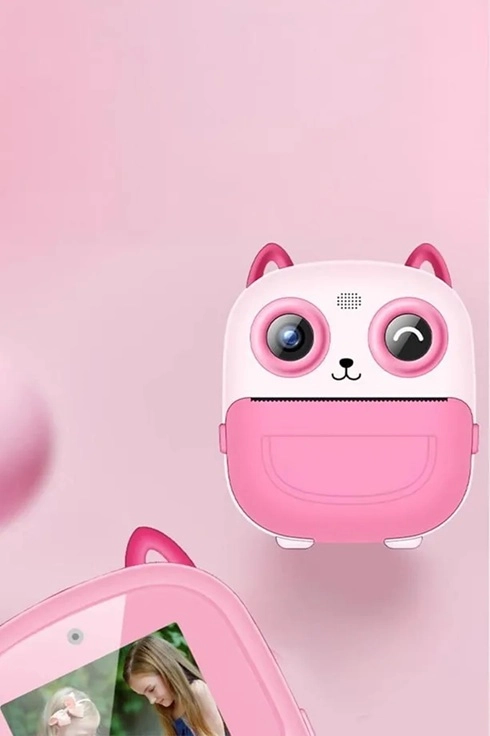 Dijital Video Fotoğraf App Destekli Çocuk Kamerası Termal Resim Kağıt Baskılı Yazıcı Pembe - Lisinya