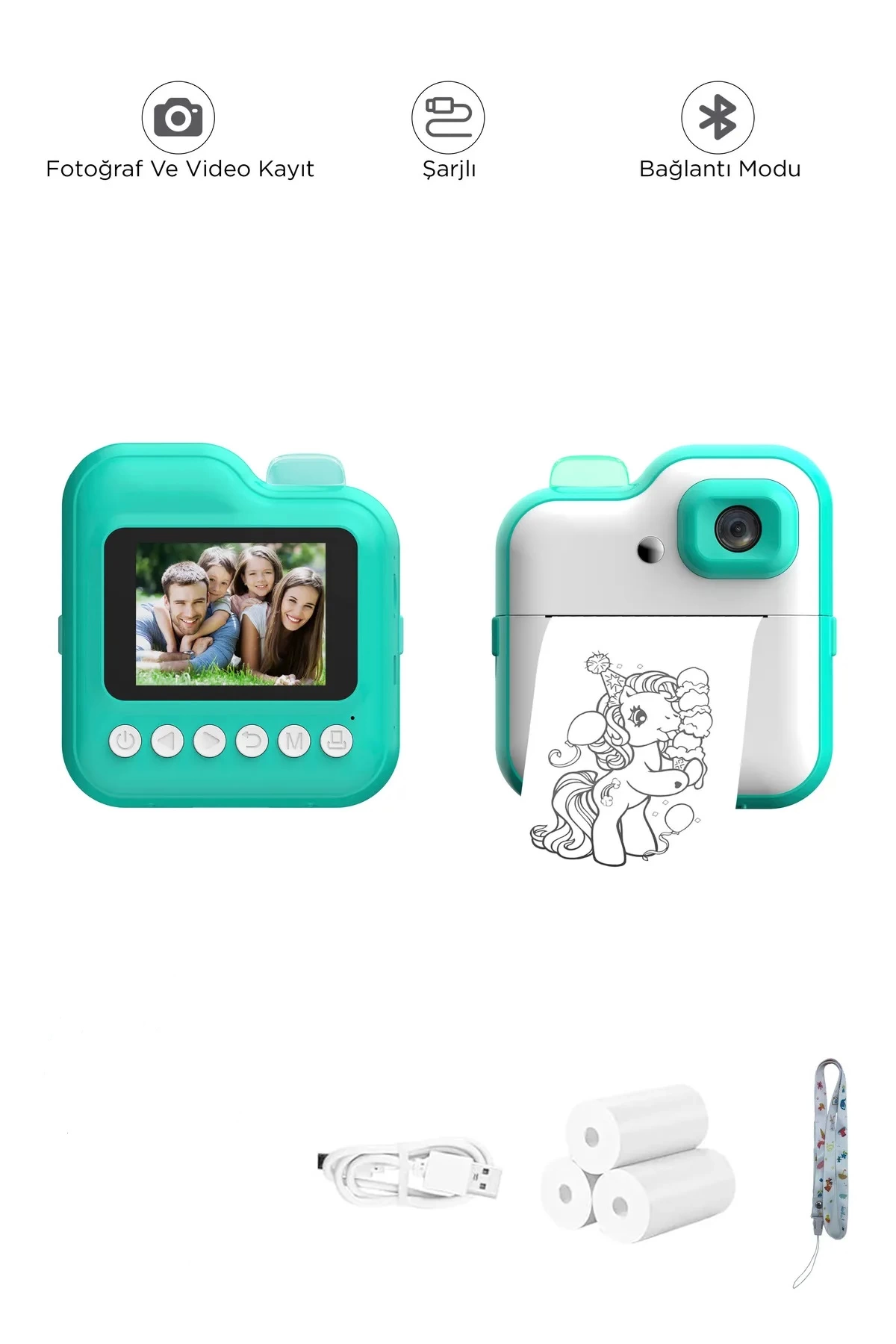 Dijital Video Kayıt Fotoğraf Çocuk Kamerası Anlık Termal Resim Kağıt Baskılı Mavi - Lisinya Dijital Video Kayıt Fotoğraf Çocuk Kamerası Anlık Termal Resim Kağıt Baskılı Mavi - Lisinya