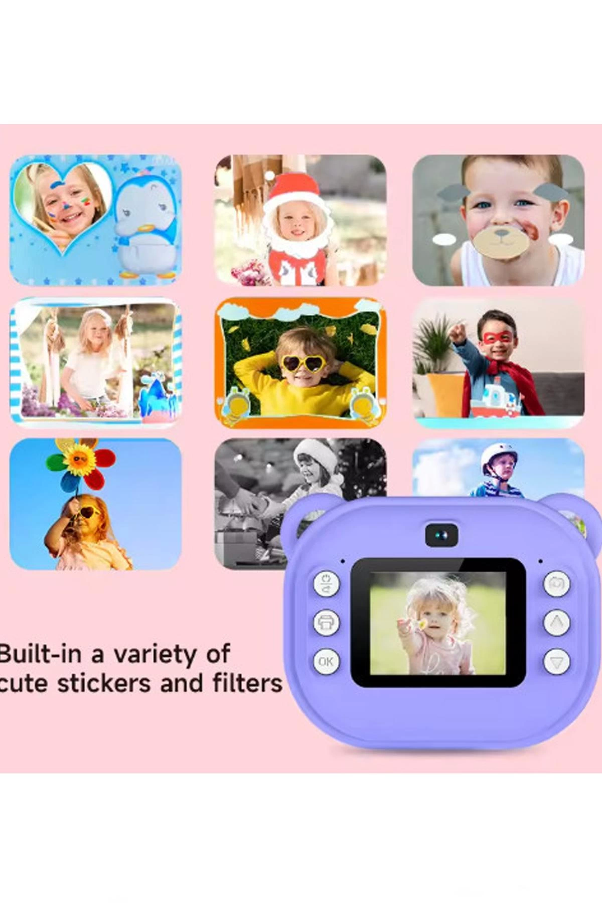 Dijital Video Kayıt Fotoğraf Çocuk Kamerası Anlık Termal Resim Kağıt Baskılı Vtn-09 - Lisinya Dijital Video Kayıt Fotoğraf Çocuk Kamerası Anlık Termal Resim Kağıt Baskılı Vtn-09 - Lisinya