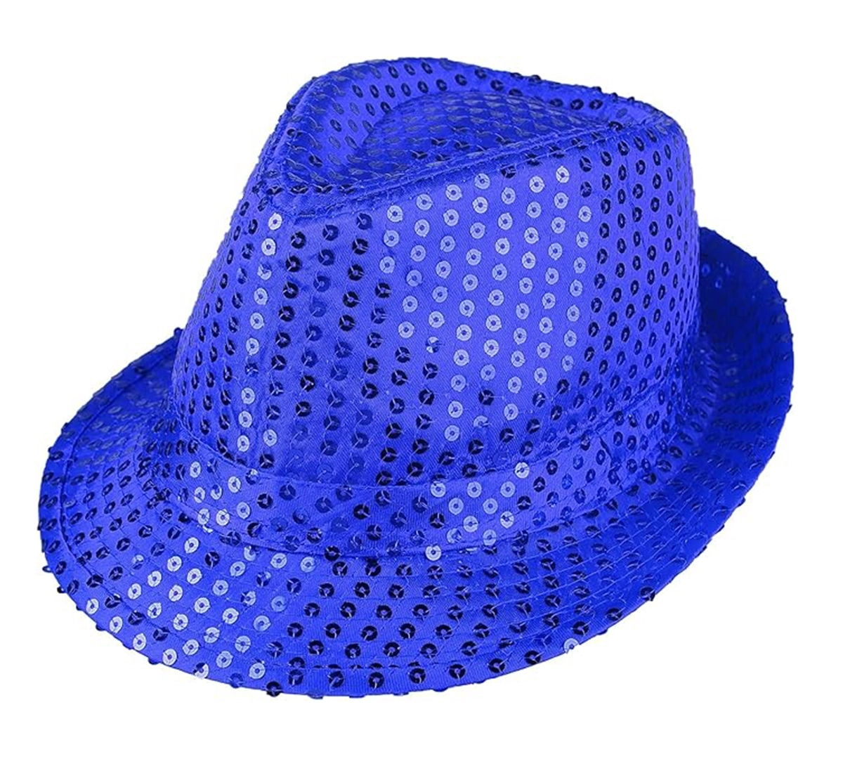 Disko  Mavi Payetli Fötr Şapka Yetişkin Boy - Lisinya