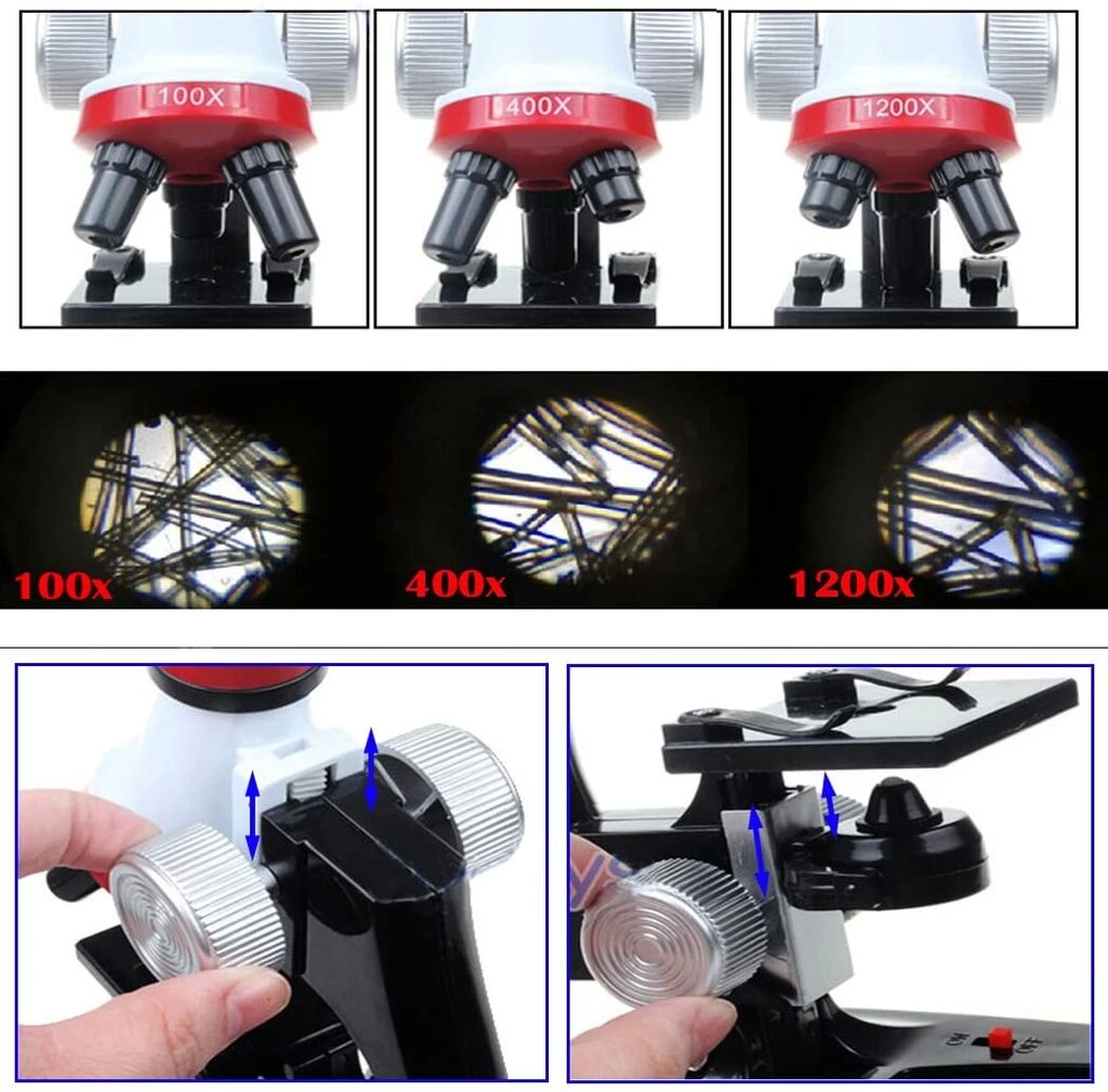 Eğitici Mikroskop Kiti Zoom Led Işıklı 100x 400x 1200x St1200x - Lisinya