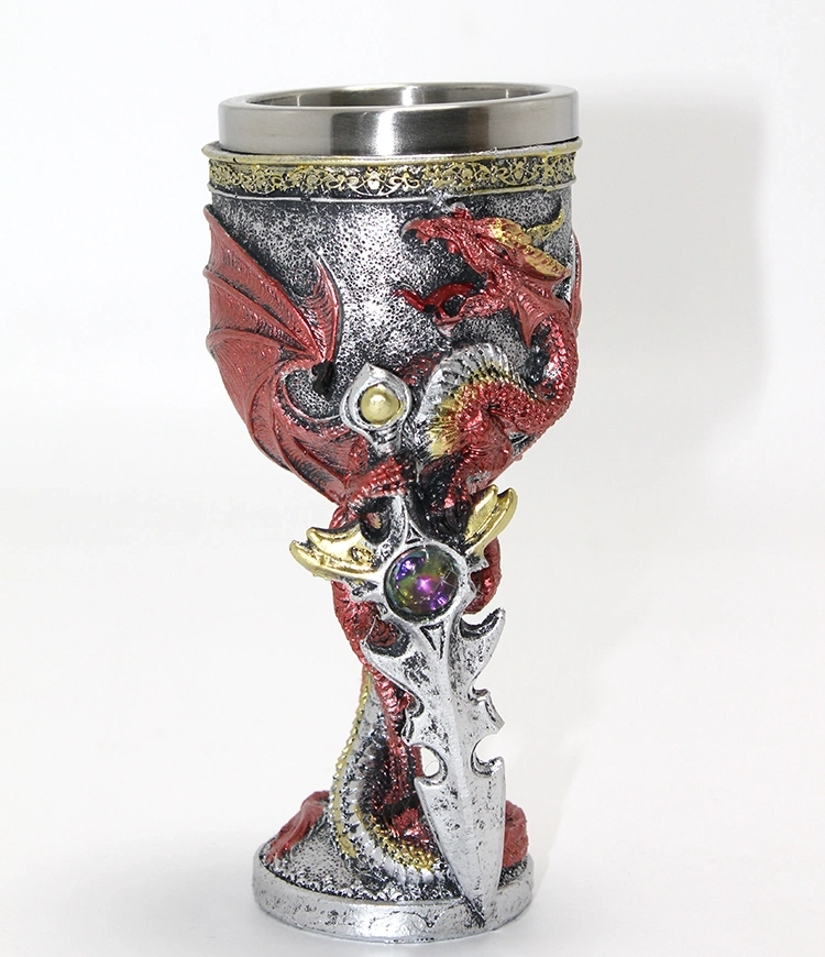 Ejderha Ve Kılıç Temalı 3d Kabartmalı Çelik Kadeh Bardak Alk4373 - Lisinya Ejderha Ve Kılıç Temalı 3d Kabartmalı Çelik Kadeh Bardak Alk4373 - Lisinya