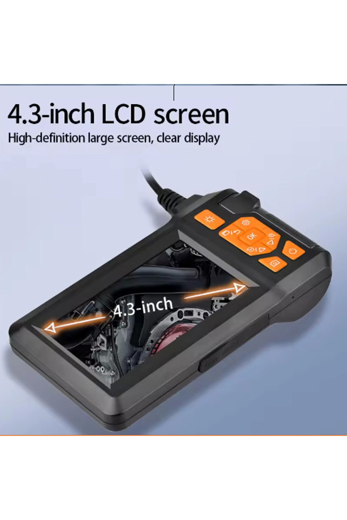Ekranlı 3 Kameralı 10 Mt Hafıza Kart Destekli Sert Kablo Yılan Endoskop Kamera 8 Mm 4.3 Inc - Lisinya