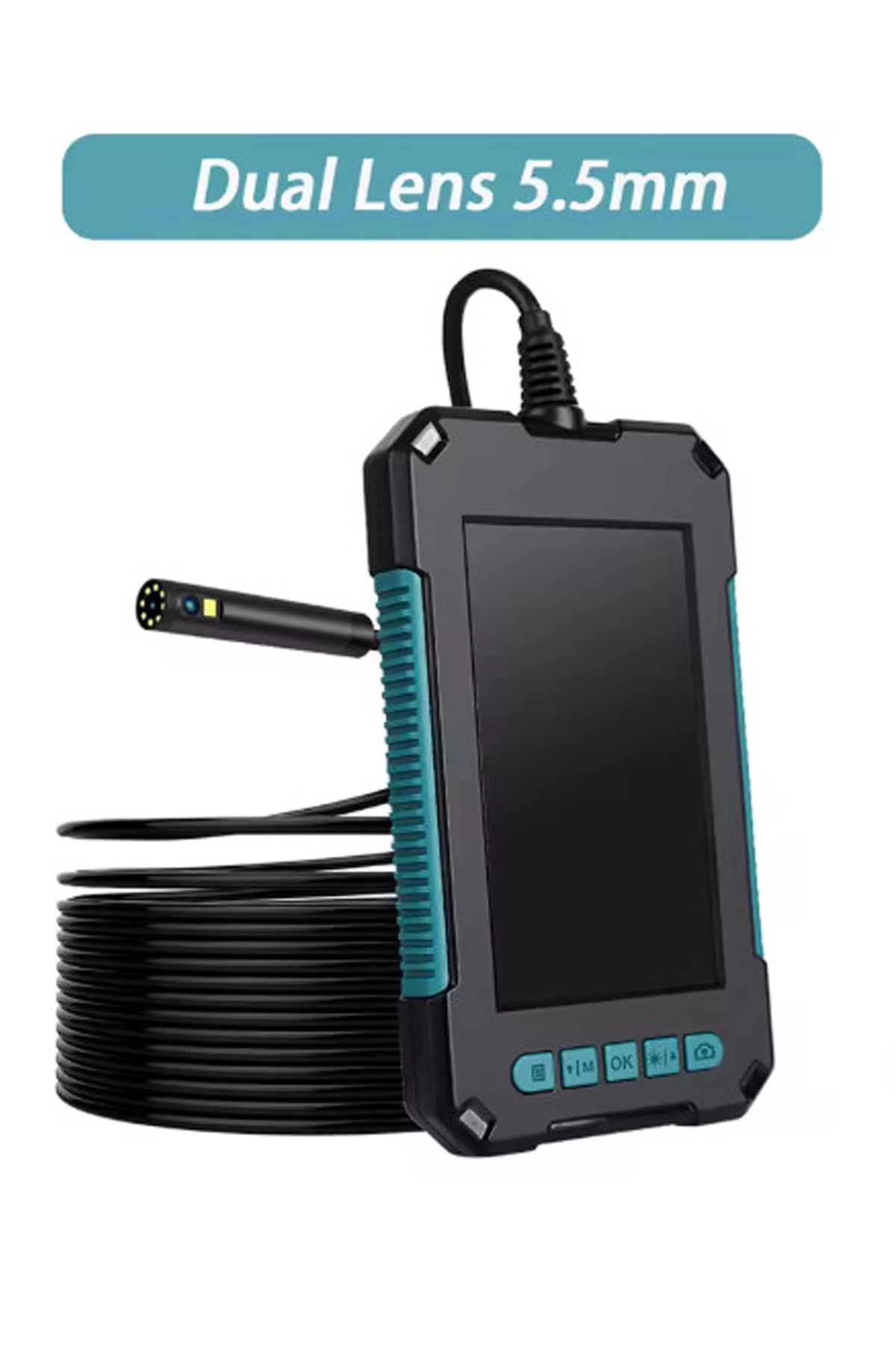 Ekranlı Çift Kameralı 10 Mt Hafıza Kart Destekli Sert Kablo Yılan Endoskop Kamera 5.5 Mm 4.3 Inc - Lisinya Ekranlı Çift Kameralı 10 Mt Hafıza Kart Destekli Sert Kablo Yılan Endoskop Kamera 5.5 Mm 4.3 Inc - Lisinya