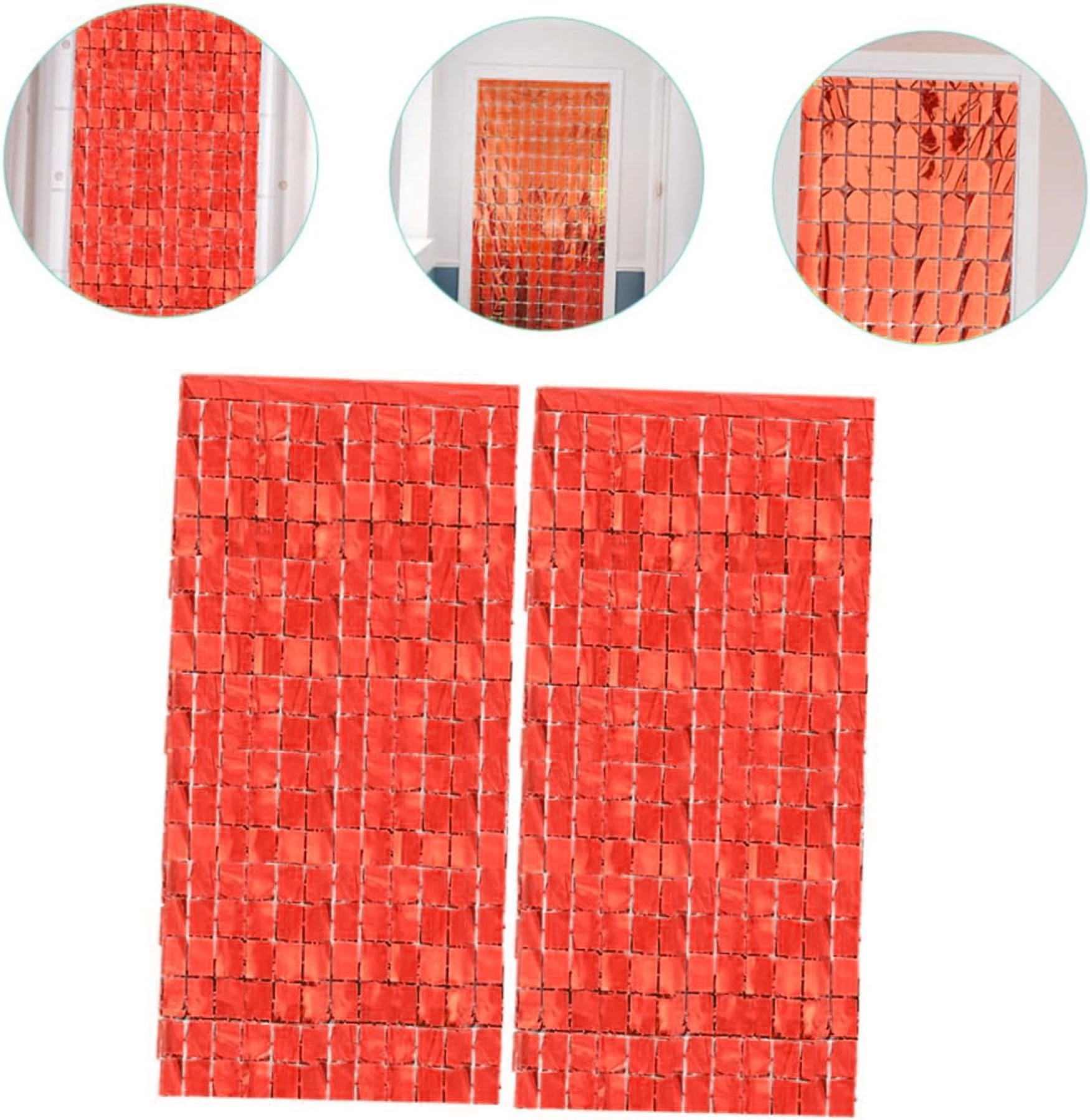 Ekstra Metalize Kırmızı Renk Disko Dikdörtgen Kesim Kapı Perdesi Dekorasyon 1x2 Metre - Lisinya Ekstra Metalize Kırmızı Renk Disko Dikdörtgen Kesim Kapı Perdesi Dekorasyon 1x2 Metre - Lisinya